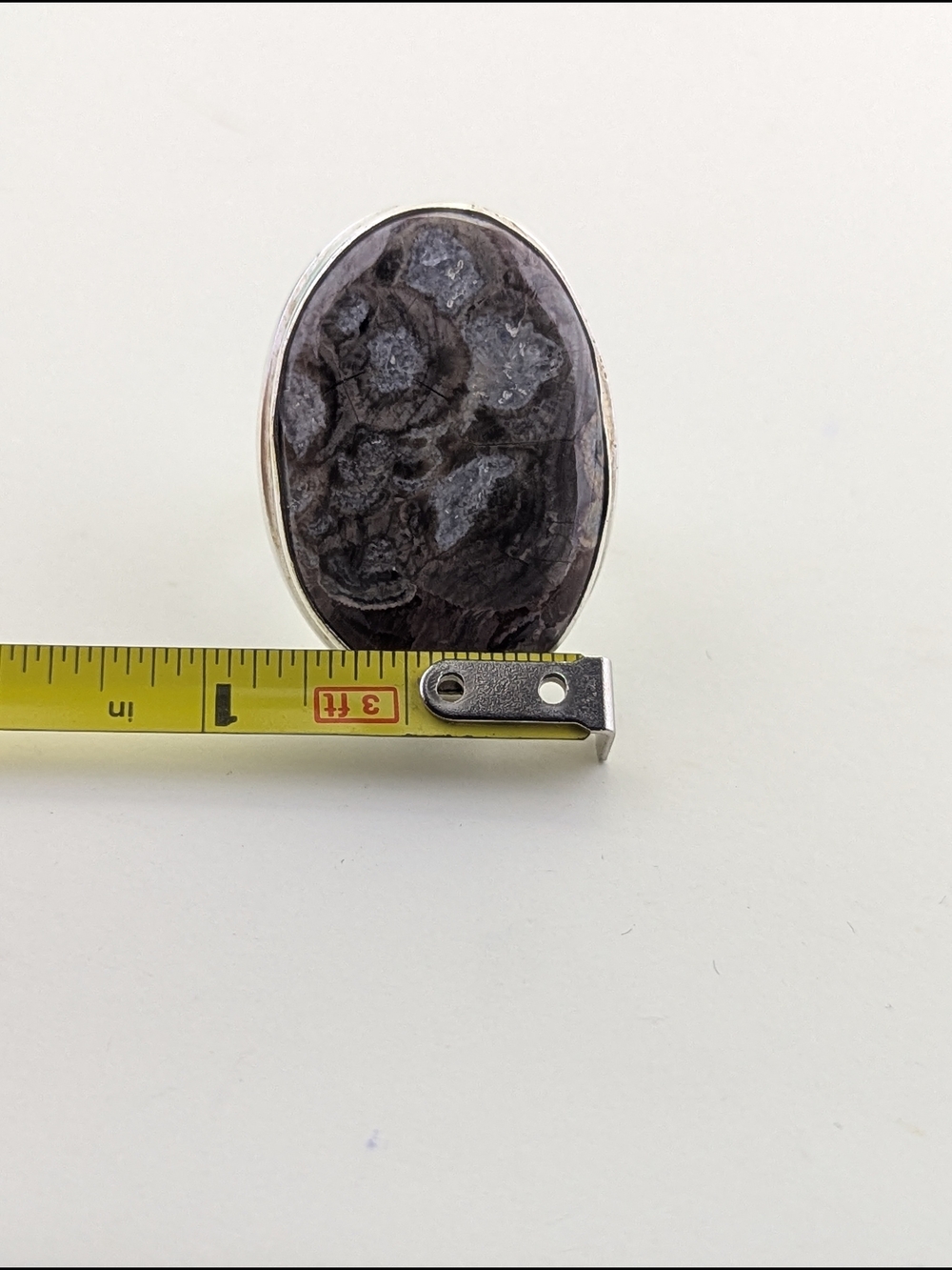 ✨ Vintage Sterling Silver Statement Ring Agate Cabochon ✨ - Picture 7 of 7